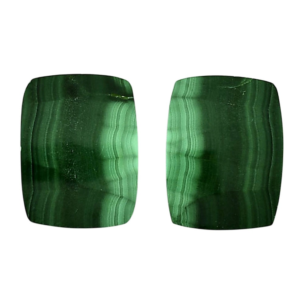 Natural Malachite Eye Pair 15.5×20.1×4 mm Baguette Polished Gemstone LS65-04250
