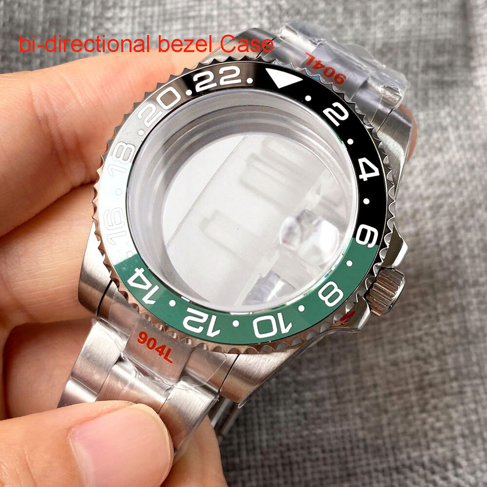40MM SUB GMT bidirectional bezel Watch Case Sapphire Fit NH34 NH35 NH36 2824