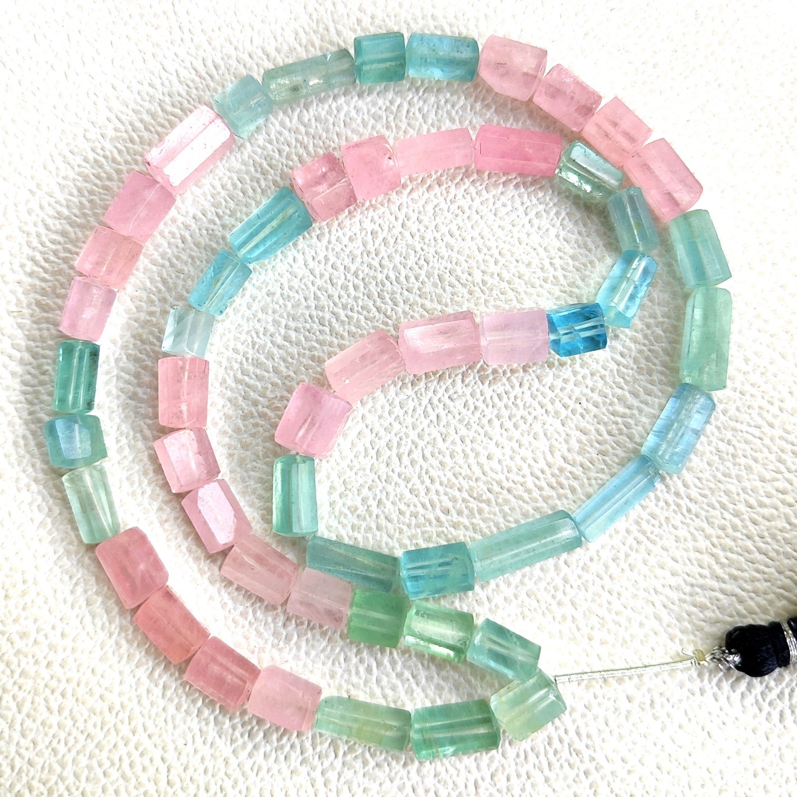 Brazil Natural Multi Beryl Smooth Tube Shape Beads 19″ Strand 9-13mm Gemstone