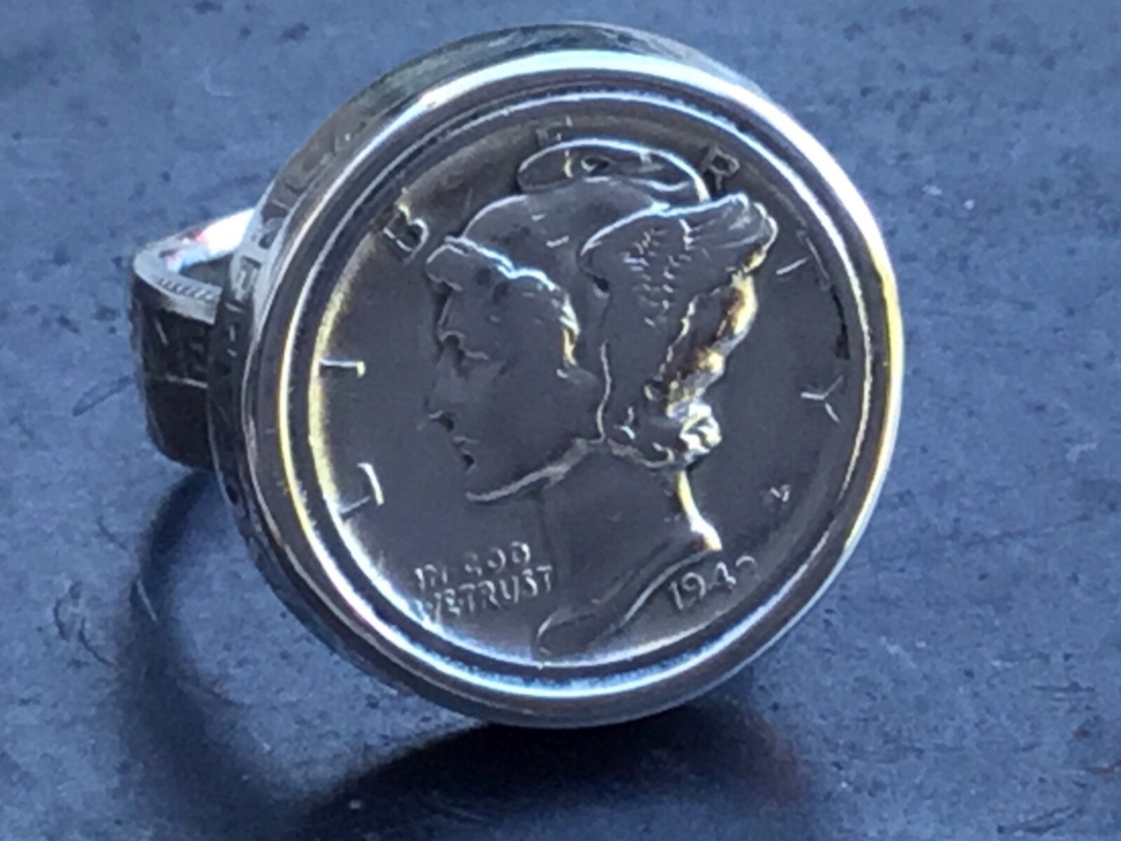 Mercury Dime Ring, 90% Silver Vintage Coin, Custom Size