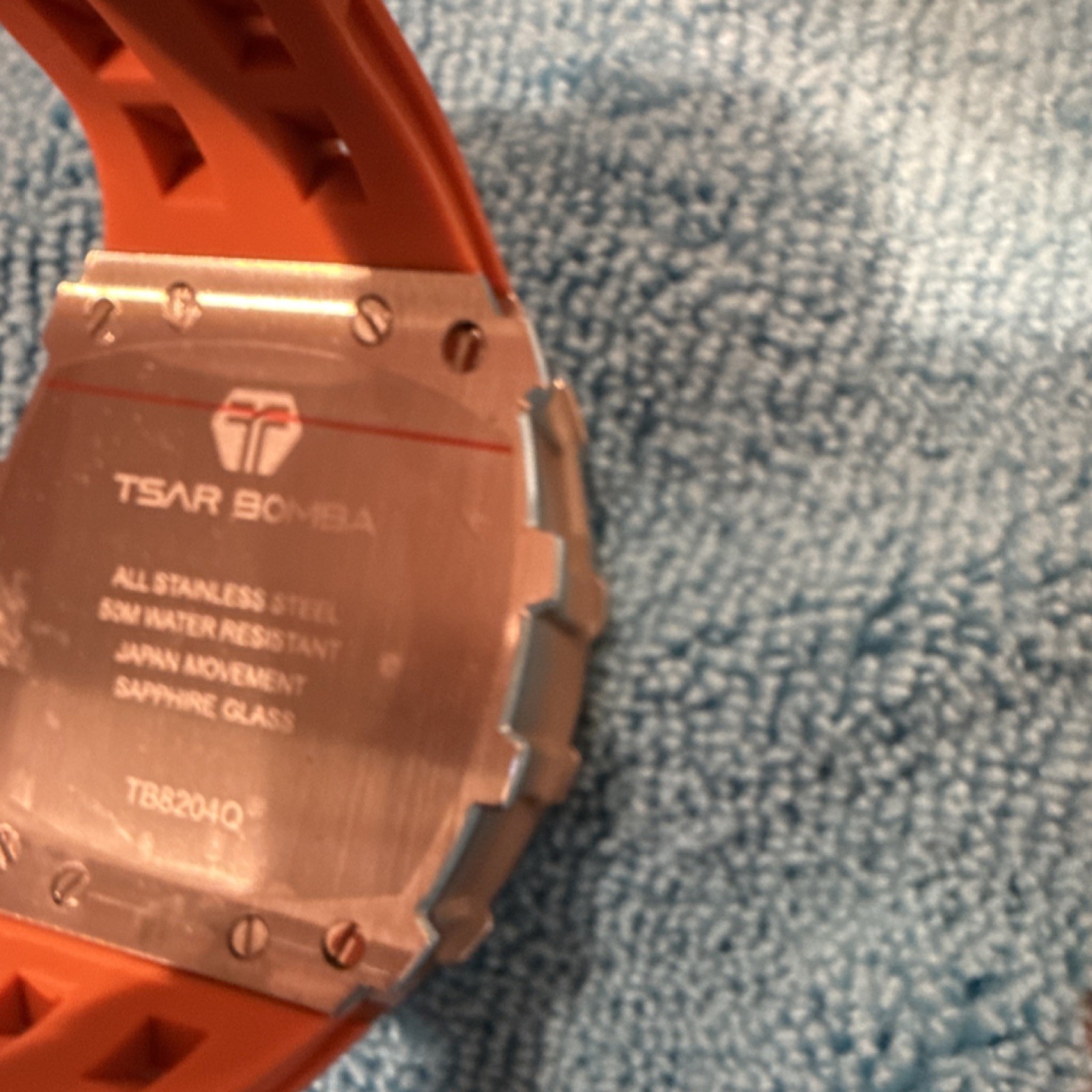 TSAR BOMBA Men’s Sports Quartz Wristwatch Orange Silicone Strap 50M