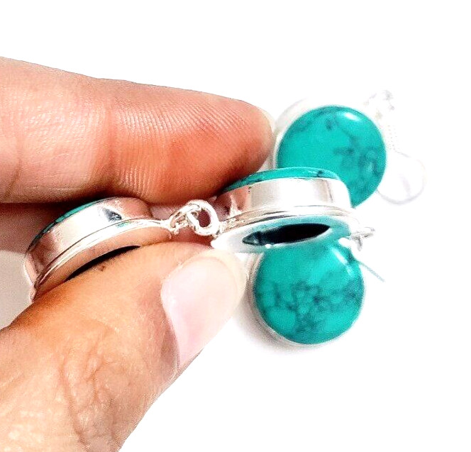 Santa Rosa Turquoise Gemstone 925 Sterling Silver Handmade Jewelry Earrings