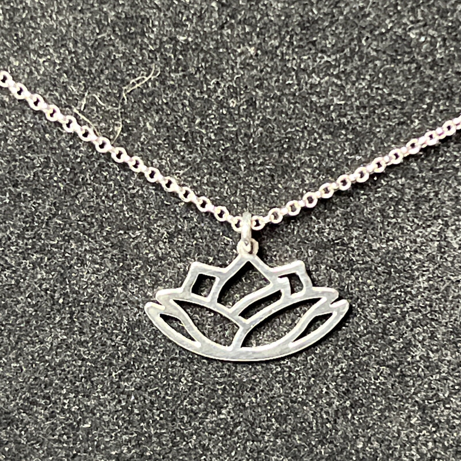 Sterling Silver Dyadema Italy 2 cm Lotus Flower Necklace Adj 16-18 In