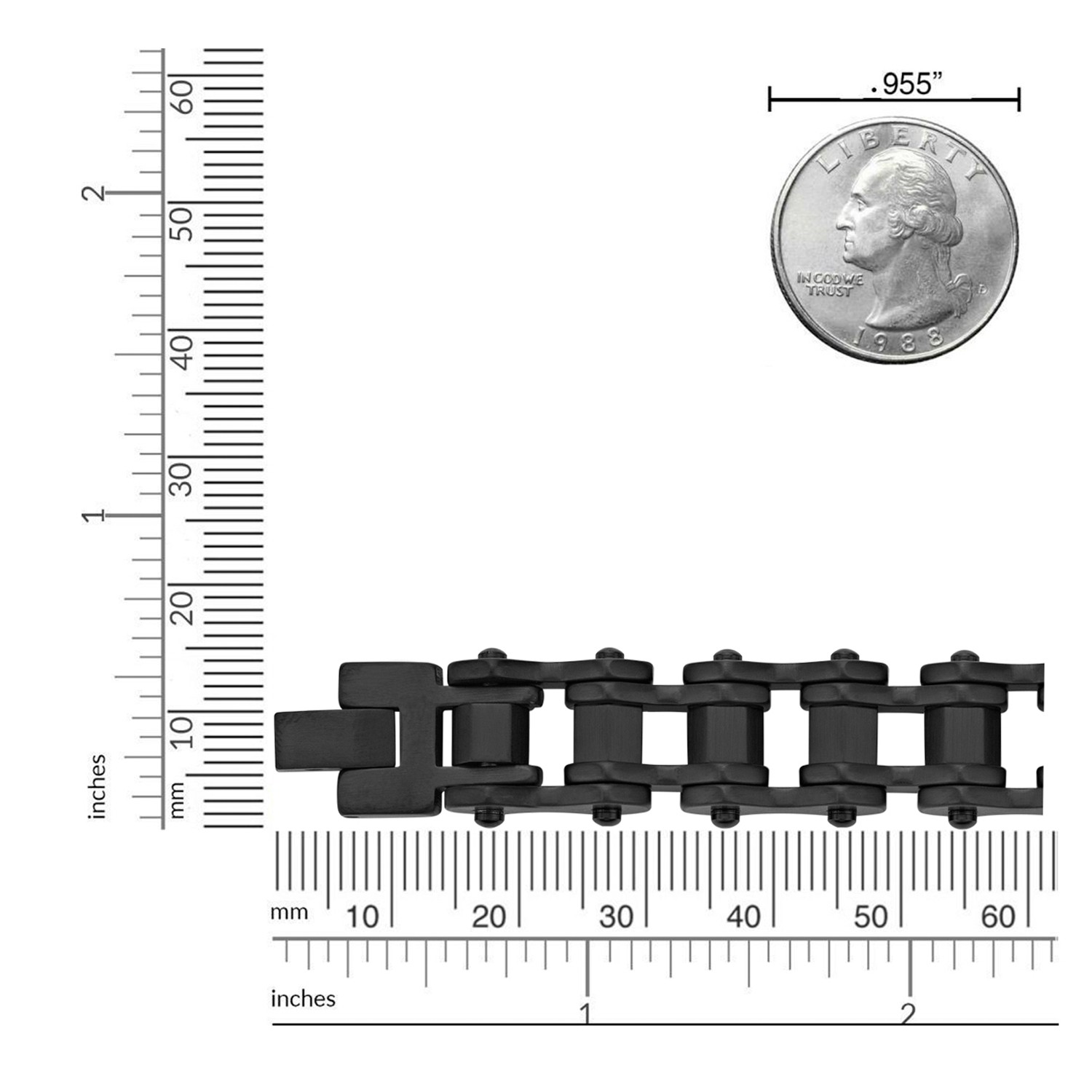 Black Ion Plated Stainless Steel Bicycle Chain Bracelet Jewelry For Men – 8.5″