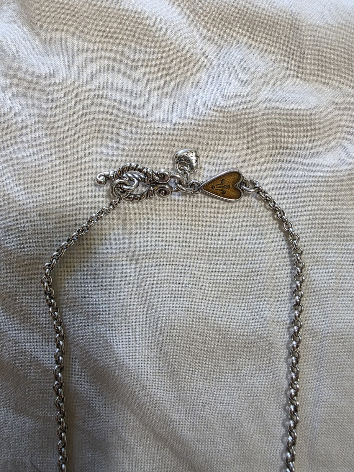 Silver Tone Cable Chain Heart Charm Pendant Necklace, Enamel Hearts, Toggle
