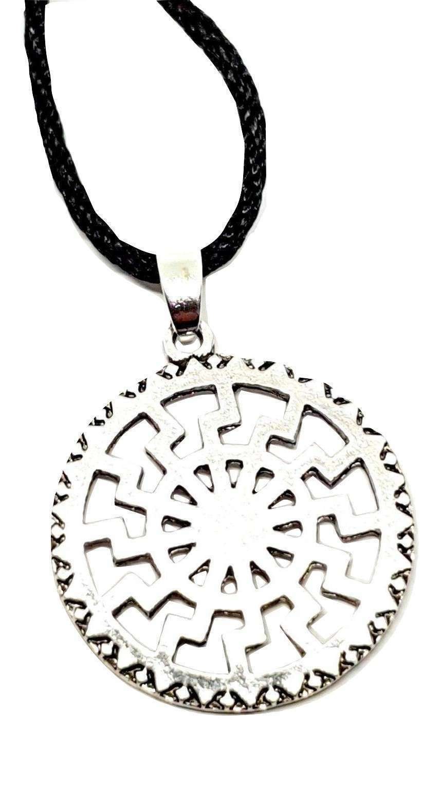 Black Sun Wheel Necklace Slavic Esoteric Occultism Protection Pendant 20″ Cord