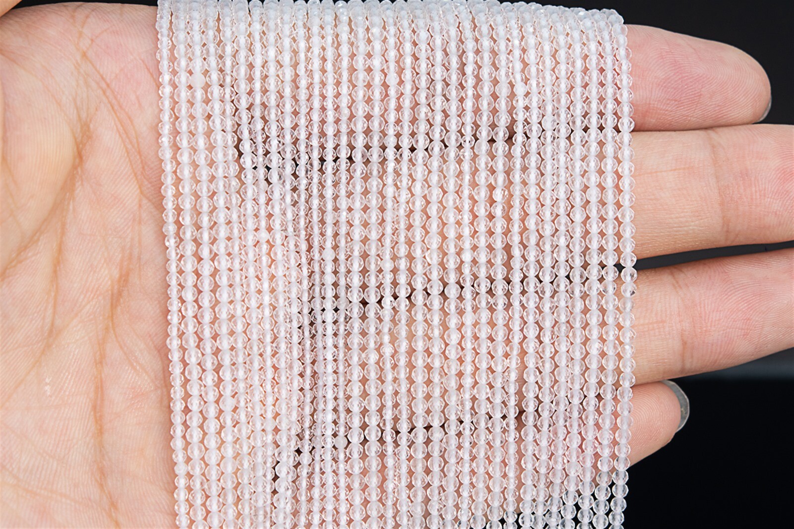 2-3MM Natural Crystal Clear Quartz Beads Grade AA Faceted Round Loose Bead 15″