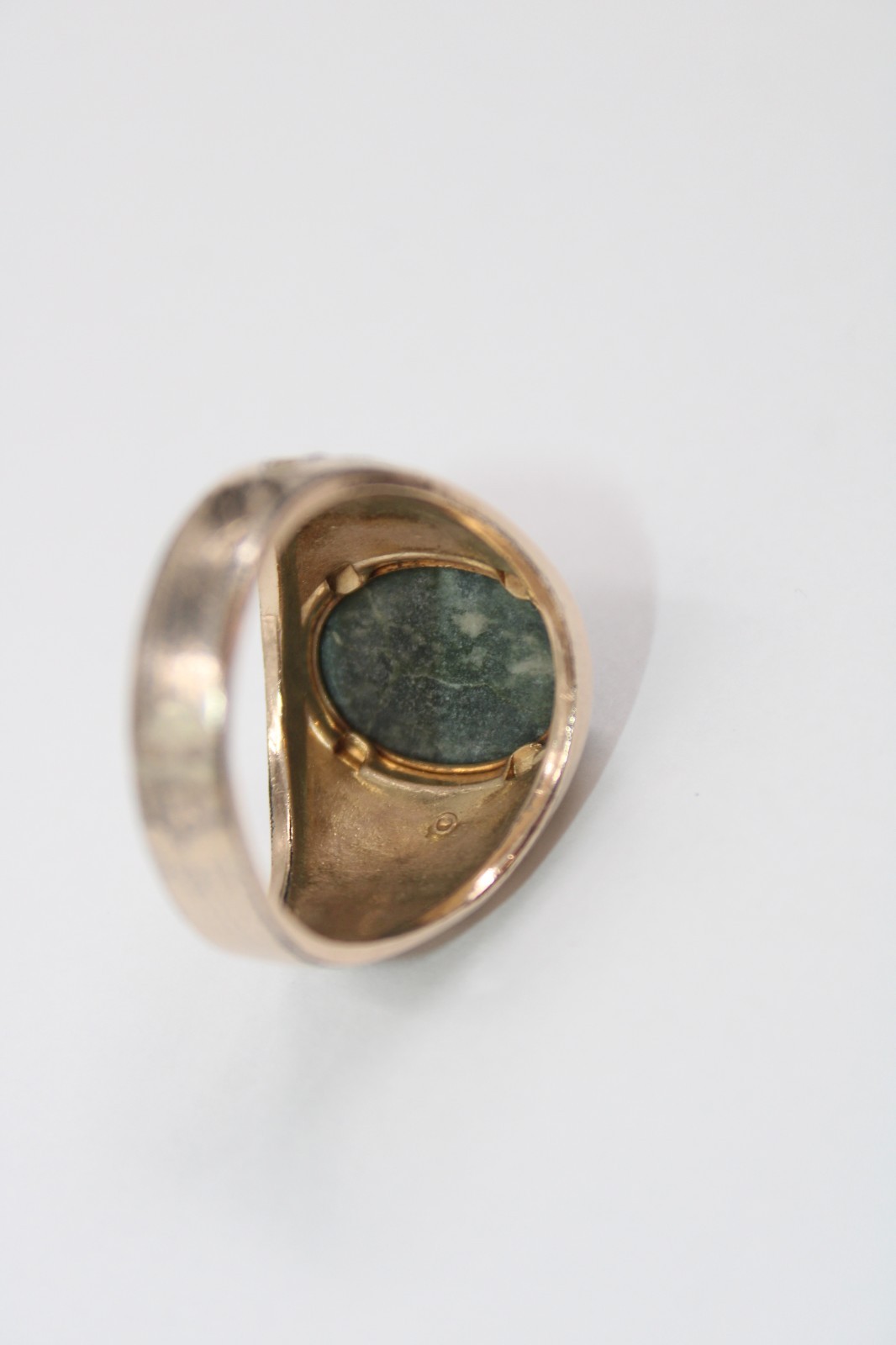 C&C 10k Gold Filled Oval Green Nephrite Cabochon Size: 12.5
