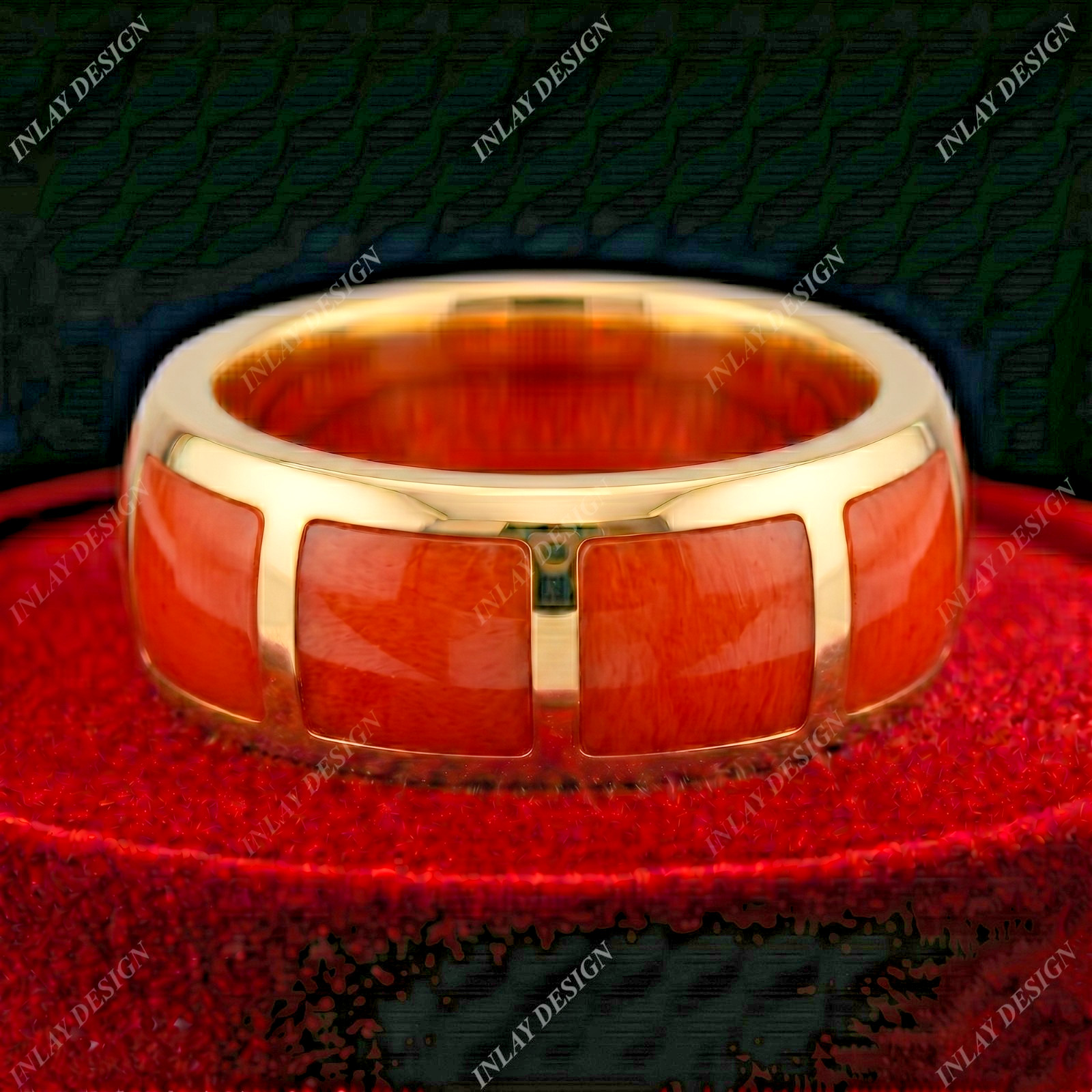 Natural Coral Men & Women Special Inlay Making Gift Ring 925 Sterling Silver