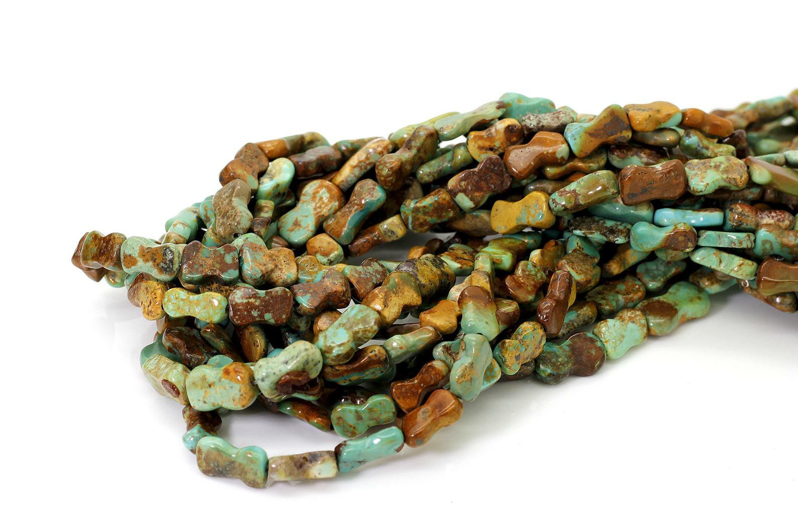 Genuine Natural Turquoise Smooth Flat Bone Nugget Loose Gemstone Beads – PGS282