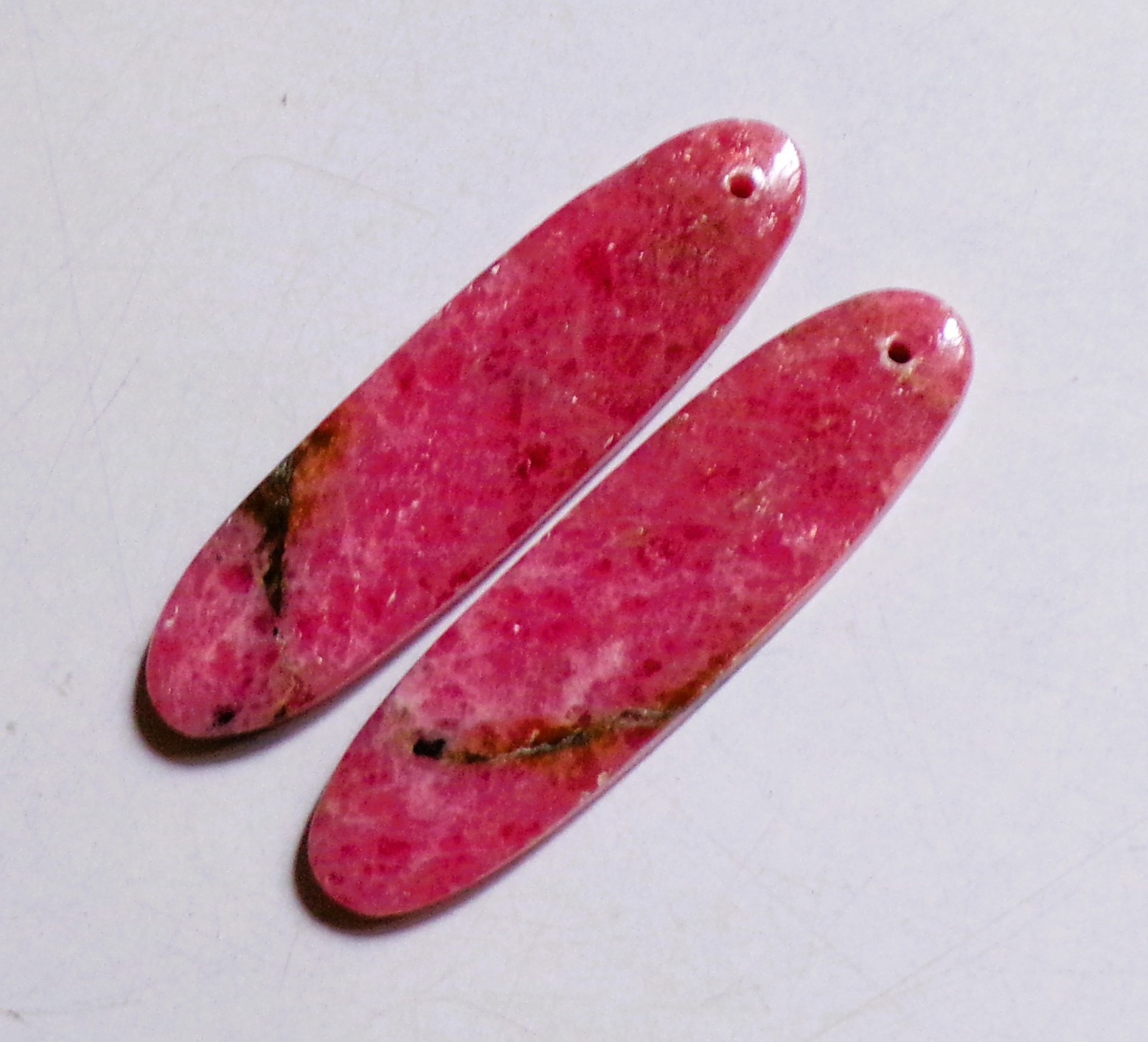 49.40 Cts Natural Rhodonite Drilled Cabochon Match Pair Gemstone 44X11.6MM 19