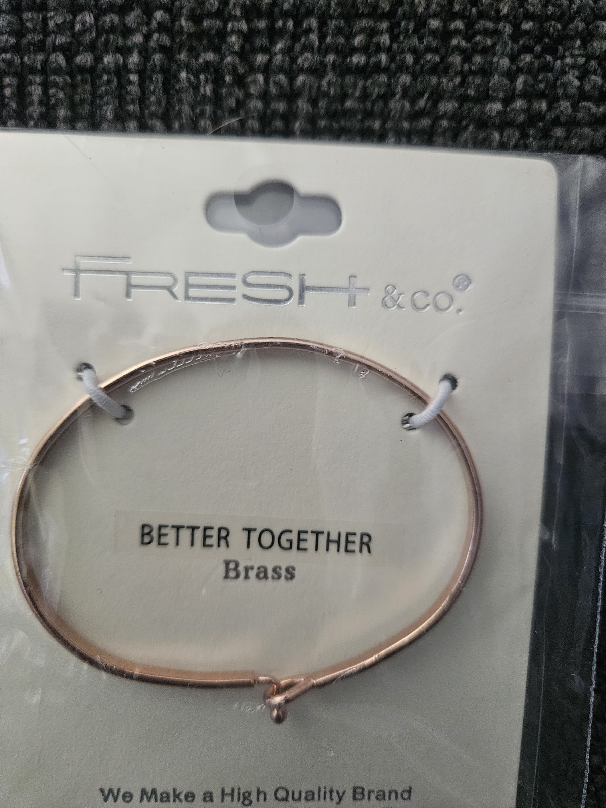 New Fresh And Company” Stronger Together” Brass Bracelet Rose Gold. A5
