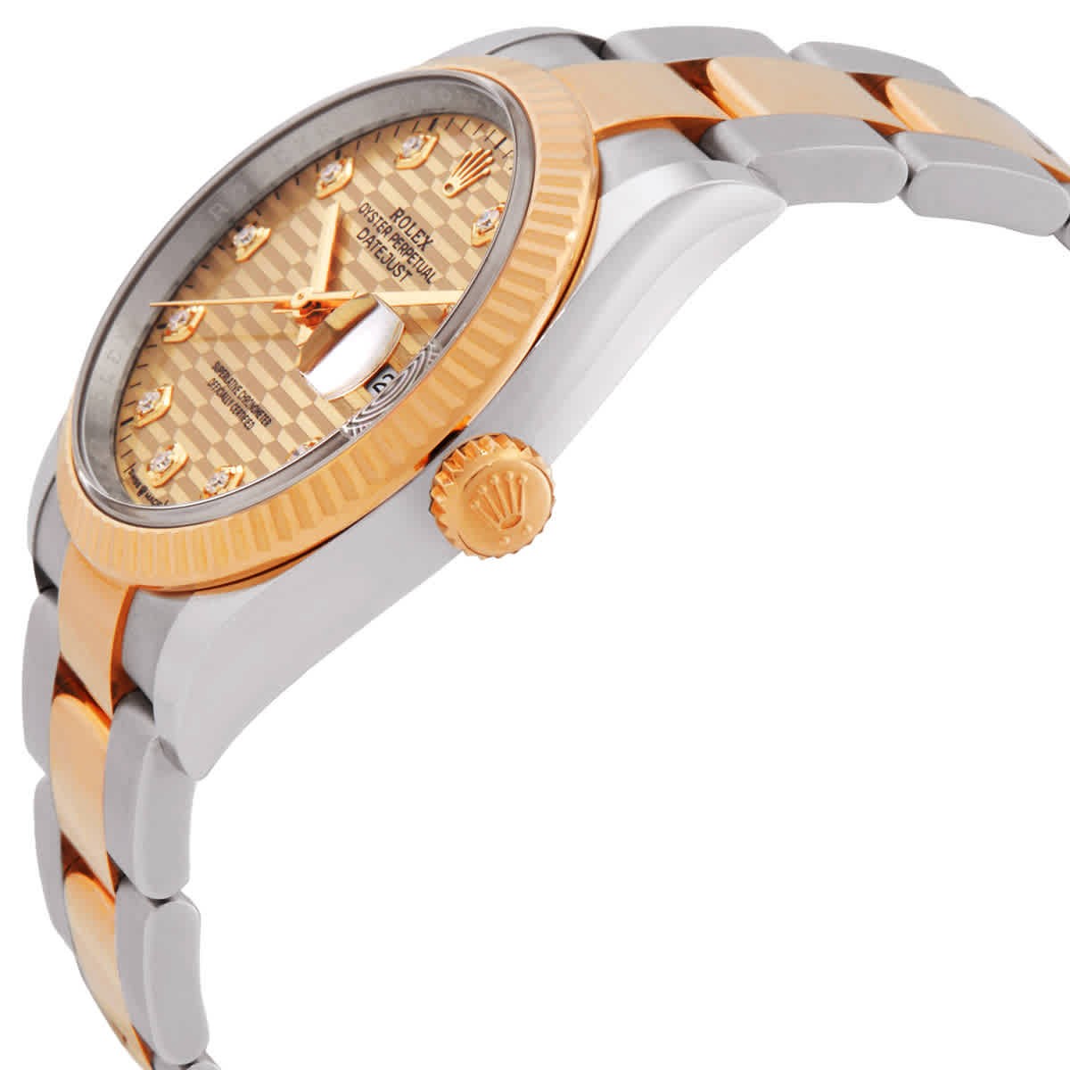 Rolex Datejust 36 Golden Fluted Diamond Dial Automatic Steel and 18KT Yellow