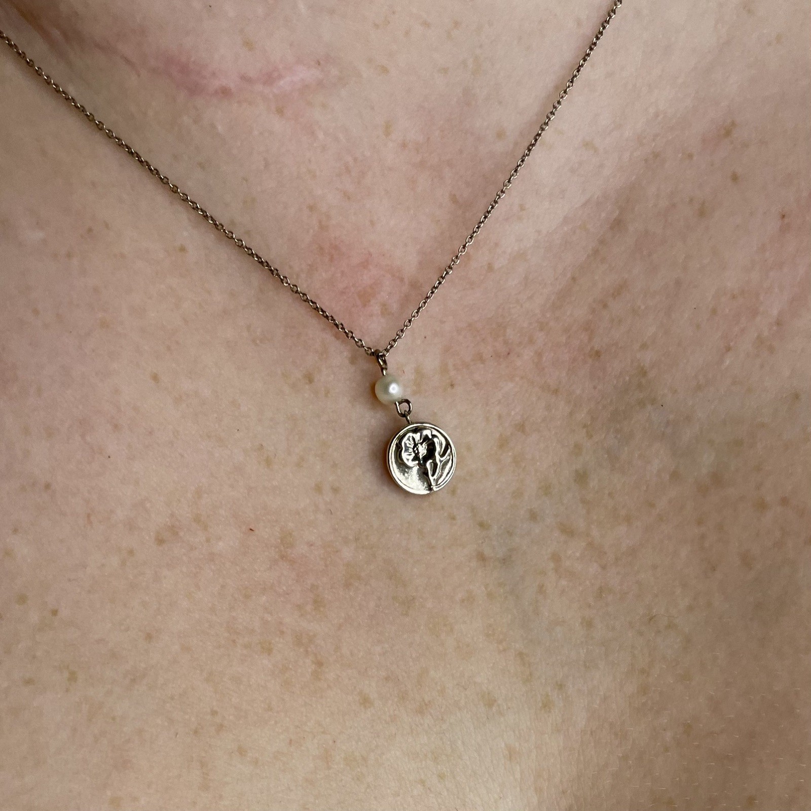 Tiffany & Co Silver RARE Nature Rose Pearl Pendant 17 Inch Necklace!