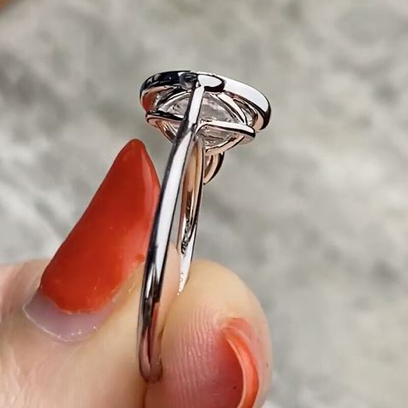 Three Stone 2.4 CTW Oval Moissanite Bezel Set Wedding Ring 14kwhite gold Plated