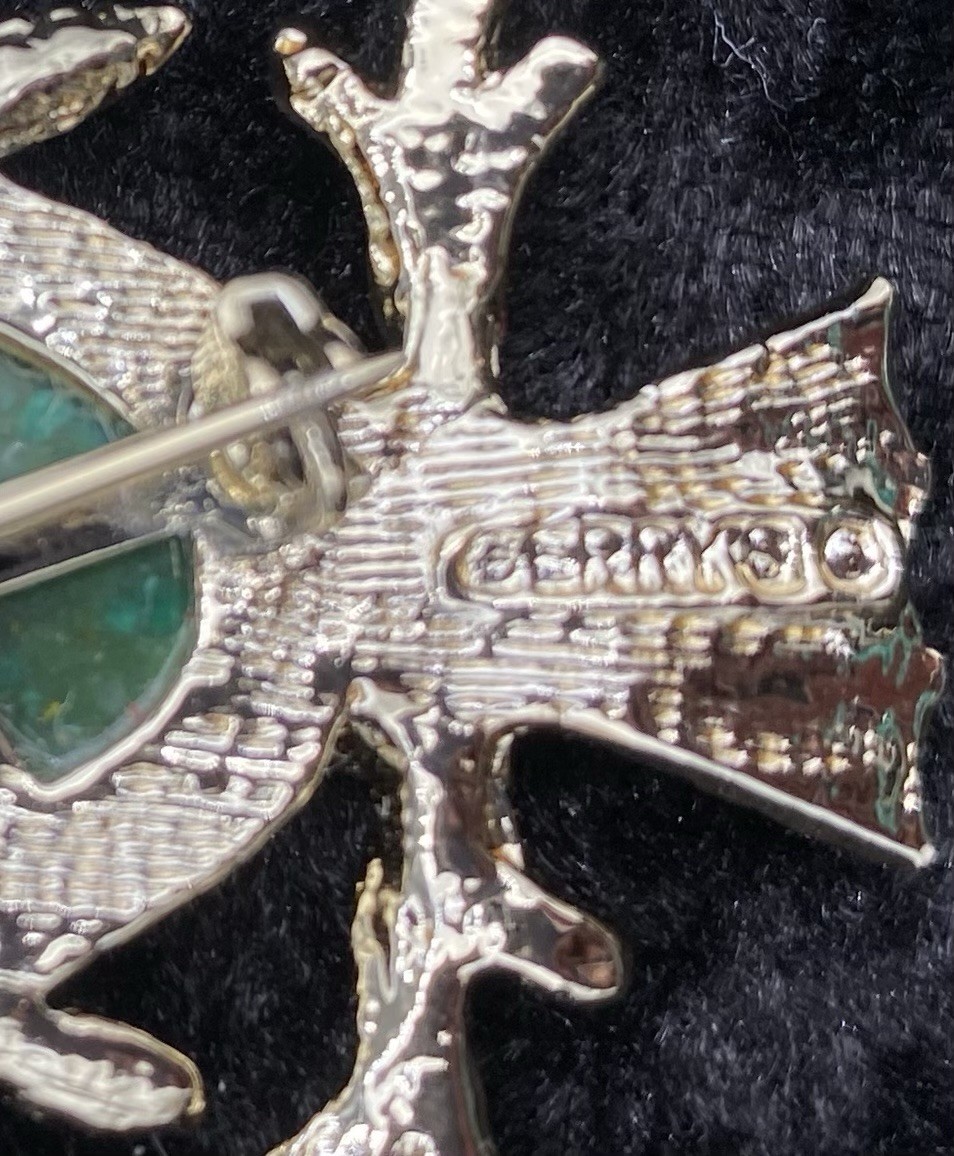 Pair – Vtg. Gerry’s Owls, Brooch/Pendant, Silver & Turquoise + Gold and Green