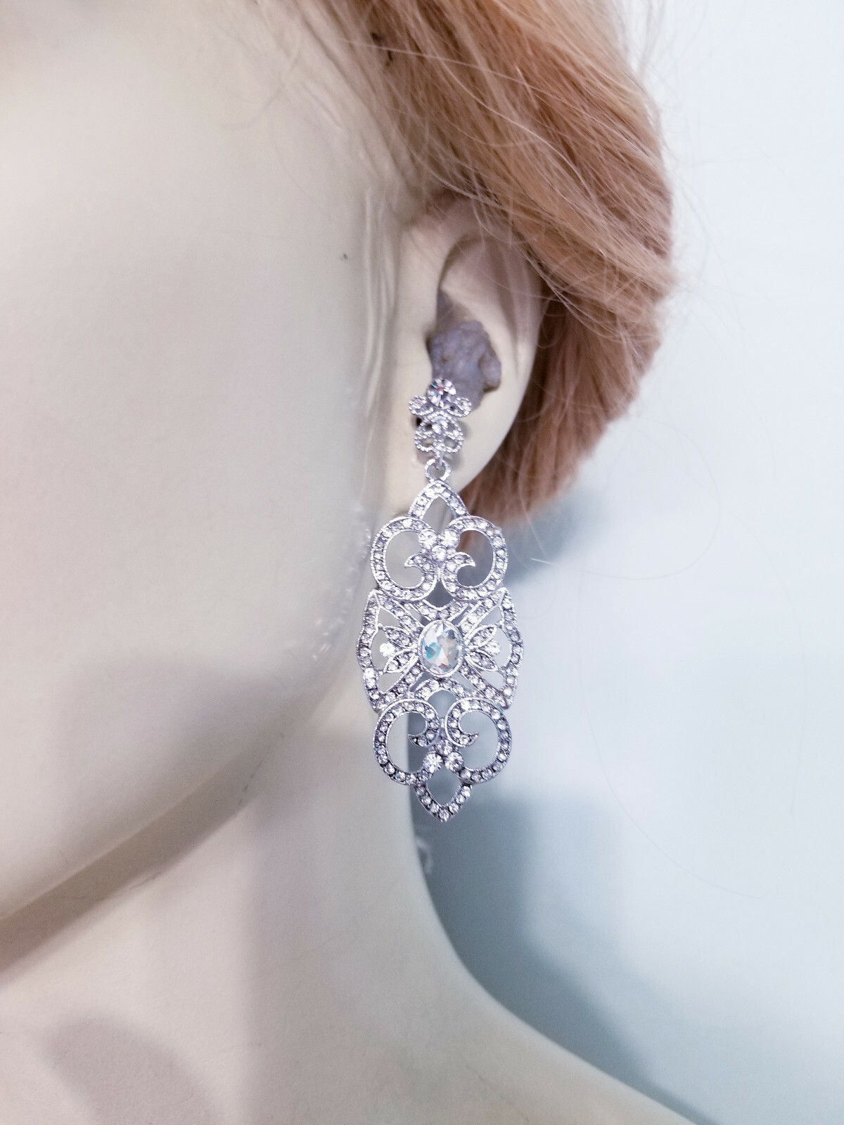 Chandelier Drop Dangle Earrings Rhinestone Austrian Crystal 2.8 in Clear