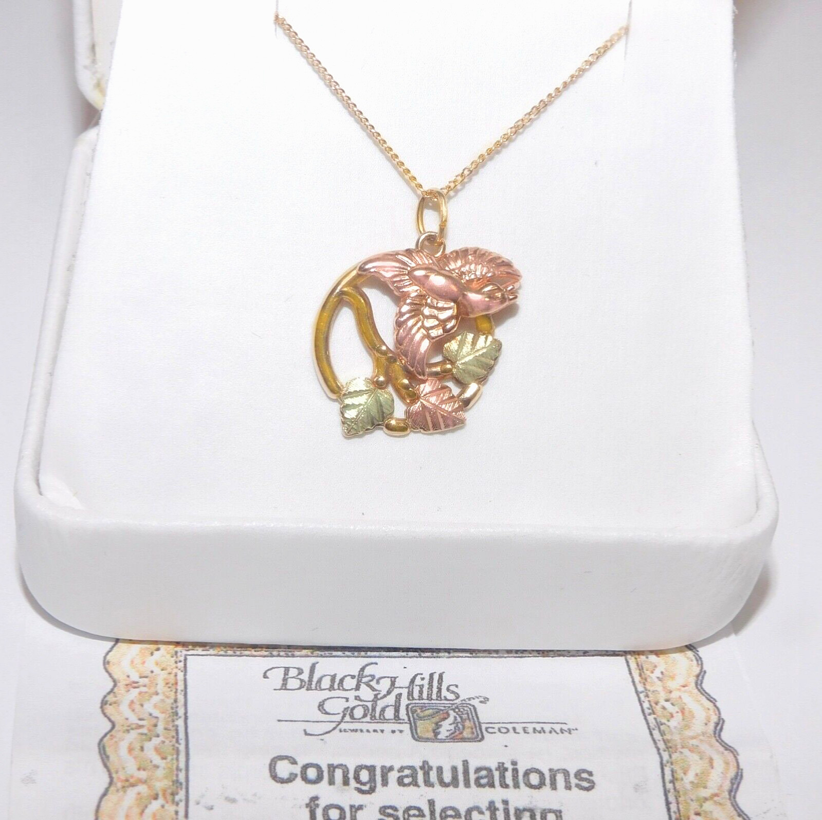 Black Hills Gold 10k Rose Gold Flying Bird Necklace 10k Chain