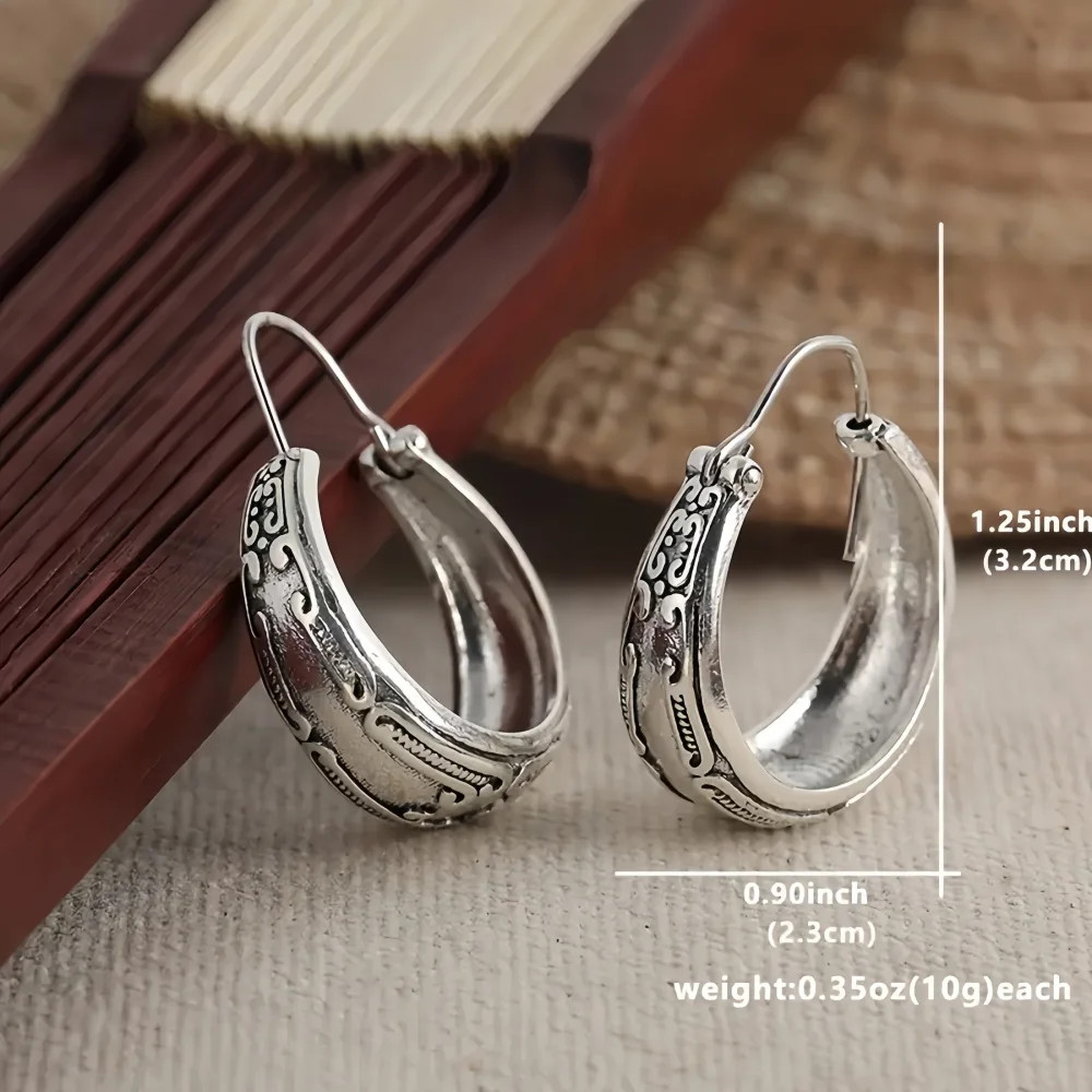 Hottest Woman Earrings Exaggerated Wide Band Cutout Plant Pattern Hip Hop…
