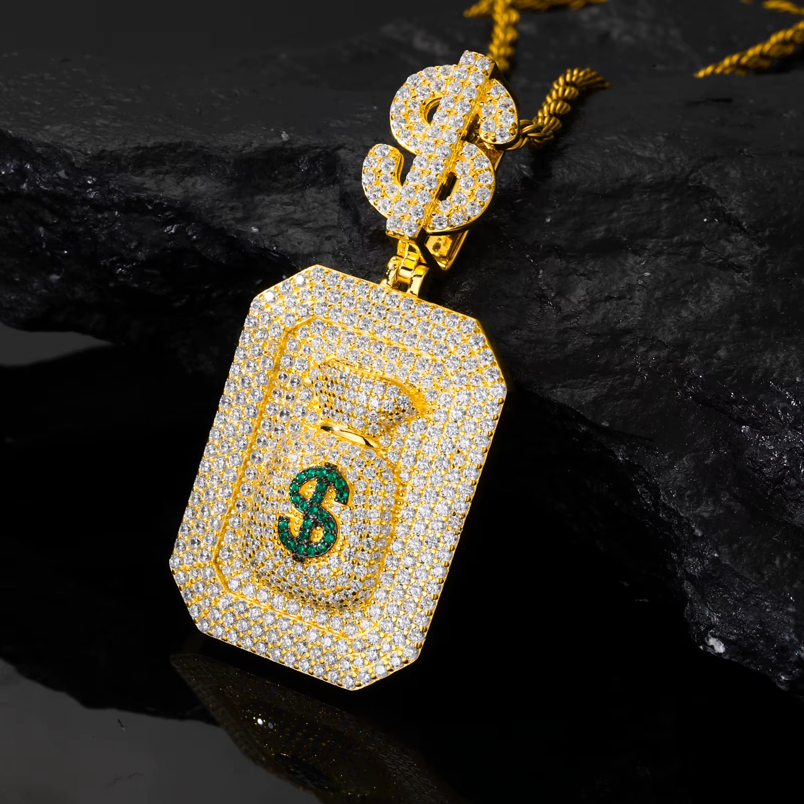 925 Sterling Silver VVS Moissanite Money Bag Pendant Iced Out Hip Hop Jewelry