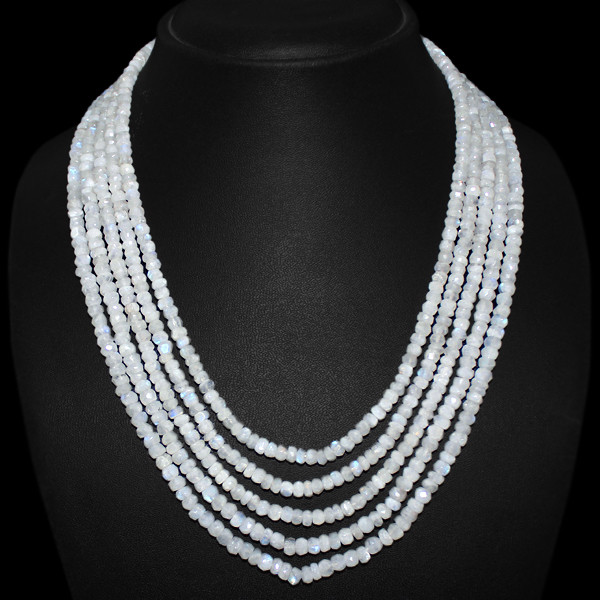 STUNNING BRILLIANT 418.00 CTS NATURAL BLUE FLASH MOONSTONE BEADS NECKLACE (DG)