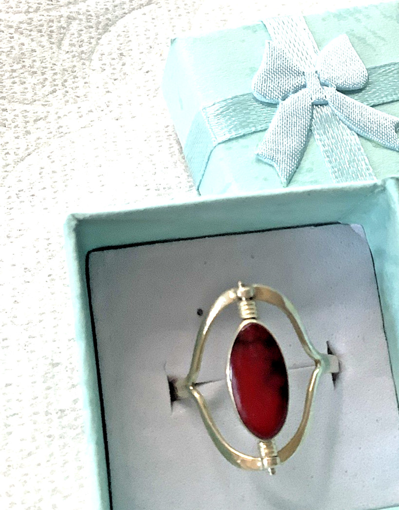 Vintage Sterling Silver Spinner Ring Interchangeable Gemstone Flip Ring RARE!