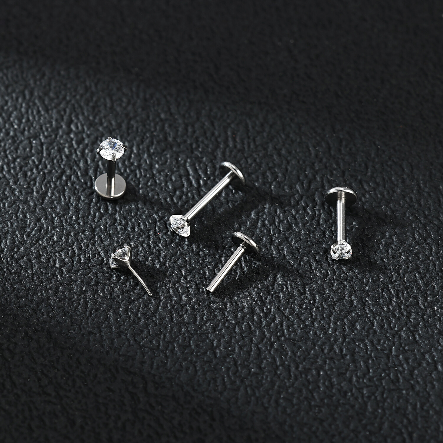 16G/18G/20G Titanium Lip Studs CZ Cartilage Earring Push in Labret Lip Piercing