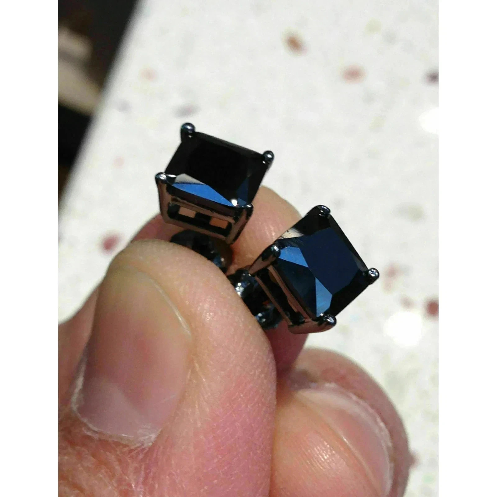 3TCW Princess Cut Lab Created Diamond Stud Earring 14k Black Gold Plated