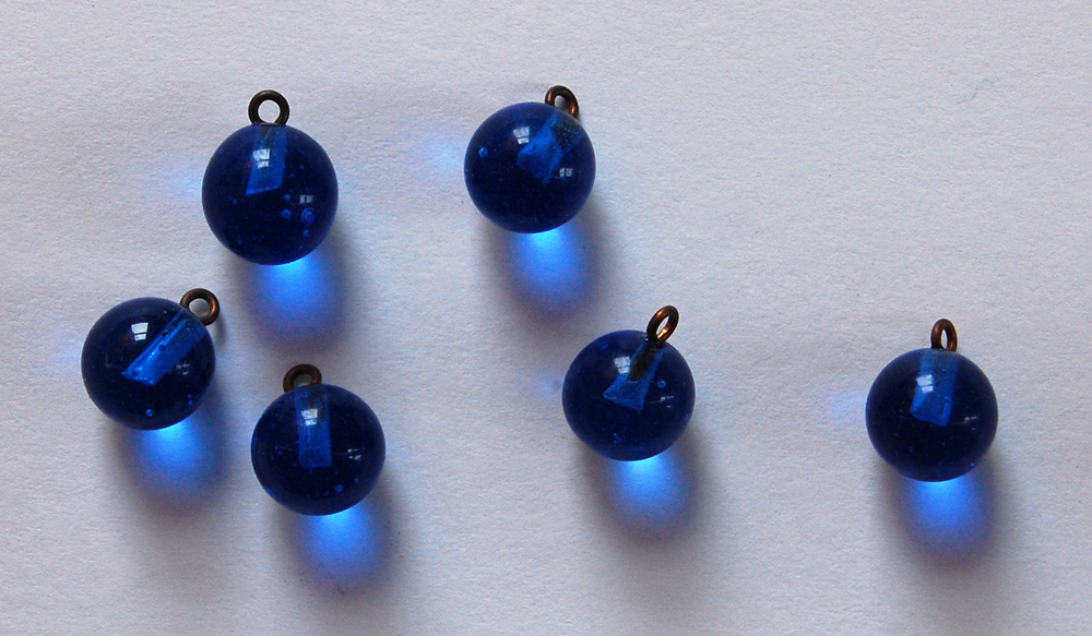 VINTAGE GLASS MARBLE BALL PENDANT BEADS MARBLES • 9mm • RED, BLUE, GREEN