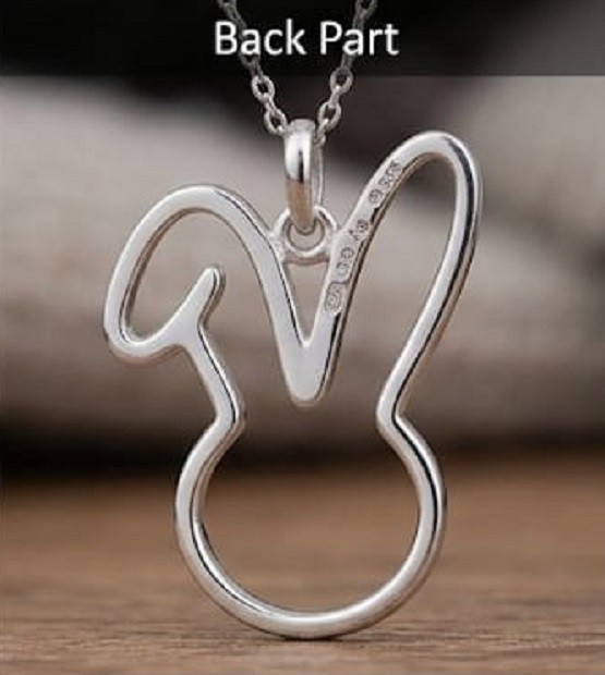 1.5ct Round Simulated Diamond Rabbit Outline Pendant Charm 14k White Gold Finish