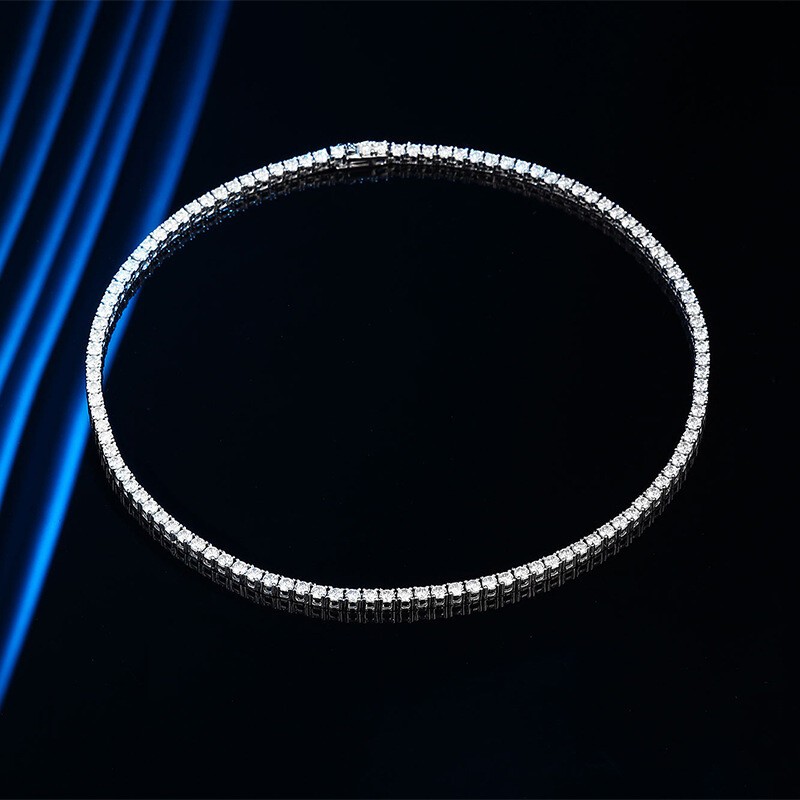 2.5mm DVVS Moissanite Tennis Chain Necklace 925 Silver Women Men Pass Tester