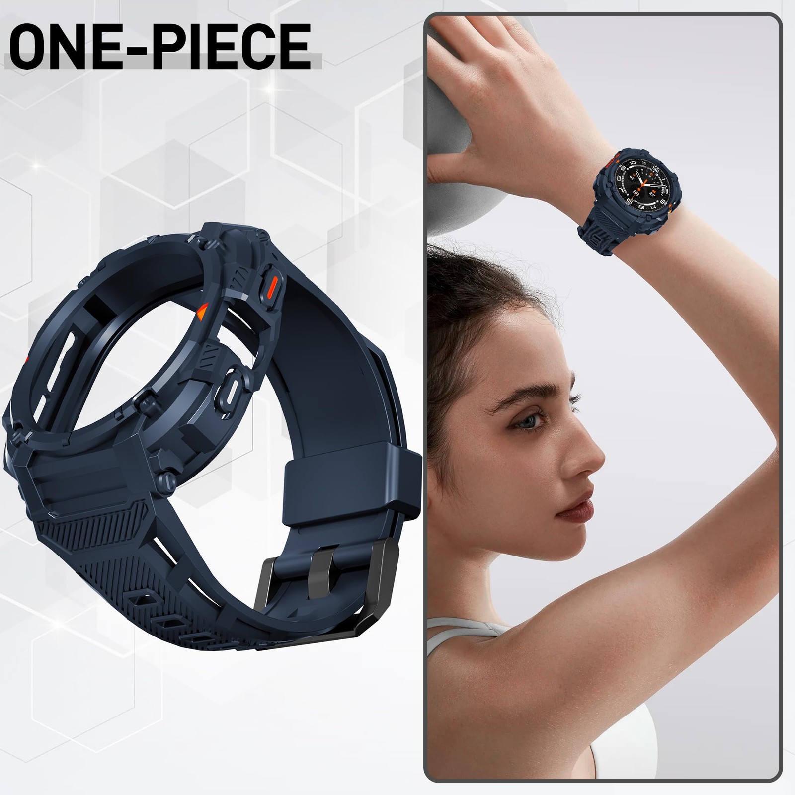 Suoman Samsung Galaxy Watch 7/8 Ultra 47mm Case Band Rugged TPE Matte Protective