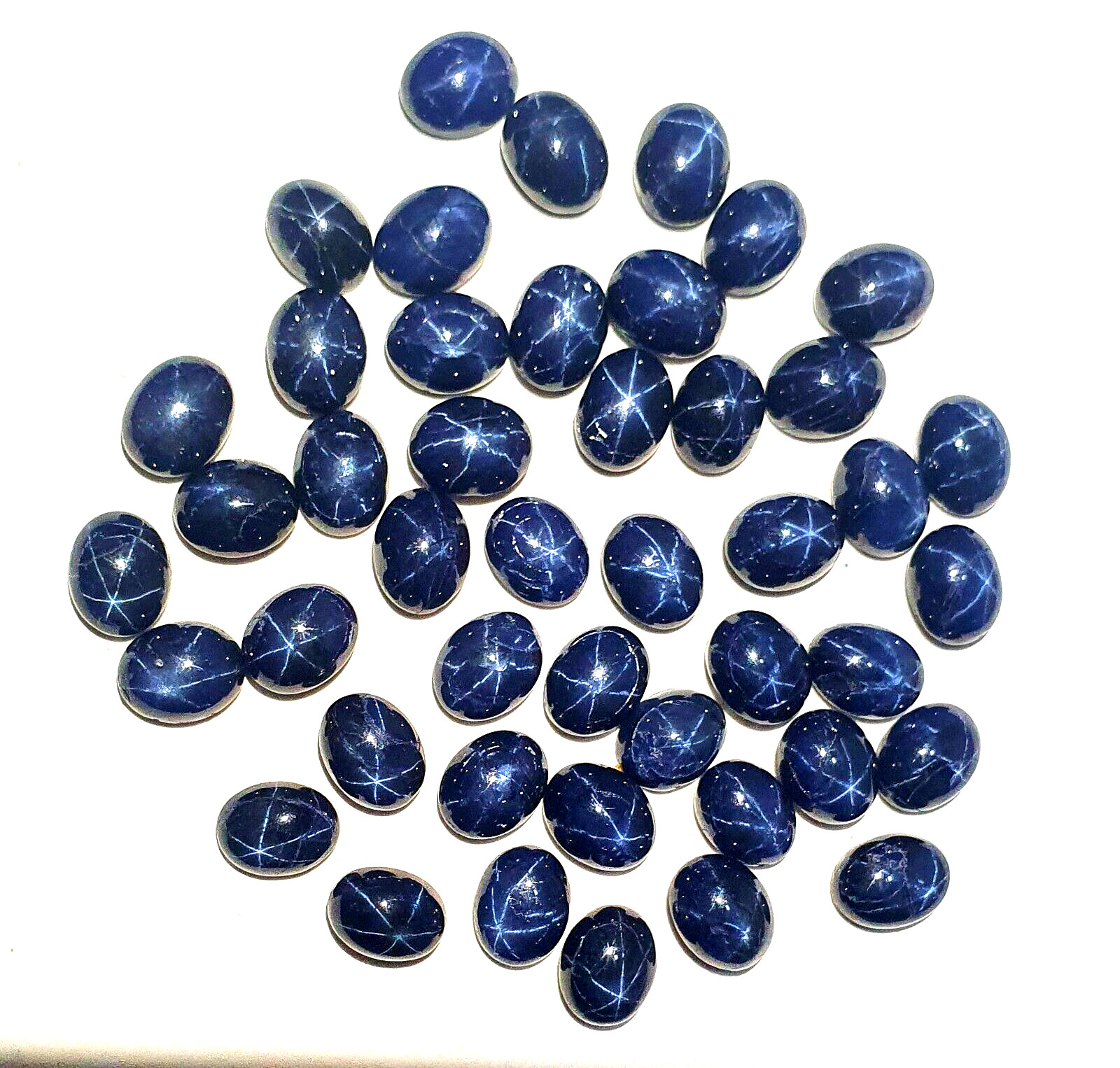 Natural Diffused Star Blue Sapphire Oval Cabochon Gemstone 5 Pcs 7*9 MM 17 CT