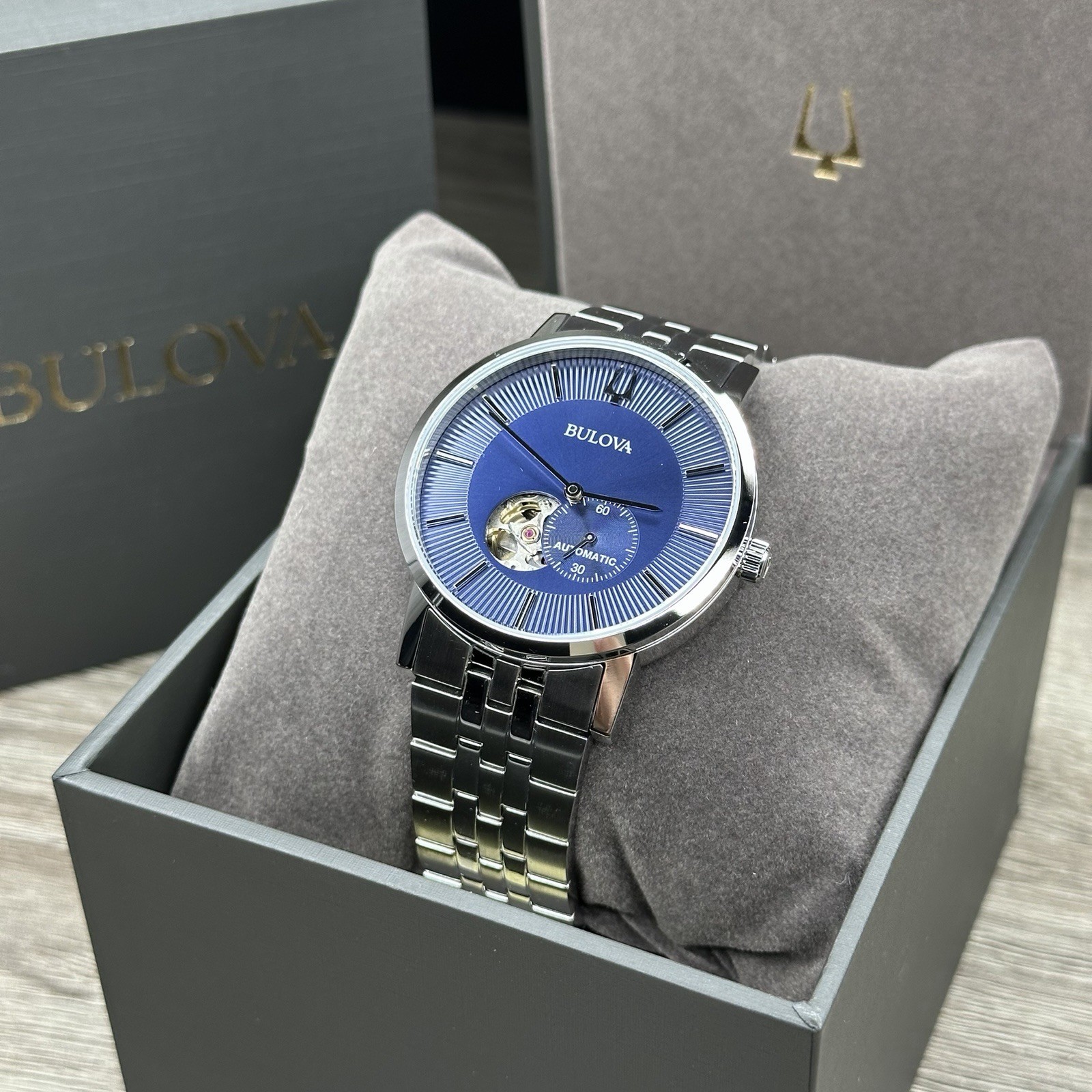 NEW✅AUTOMATIC✅ Bulova American Clipper Blue Dial Steel Men’s Watch 96A247 $450