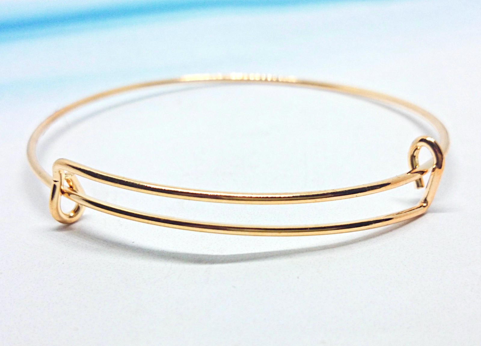 Silver Gold pl polished adjustable bangle bracelet wear as is or add charms