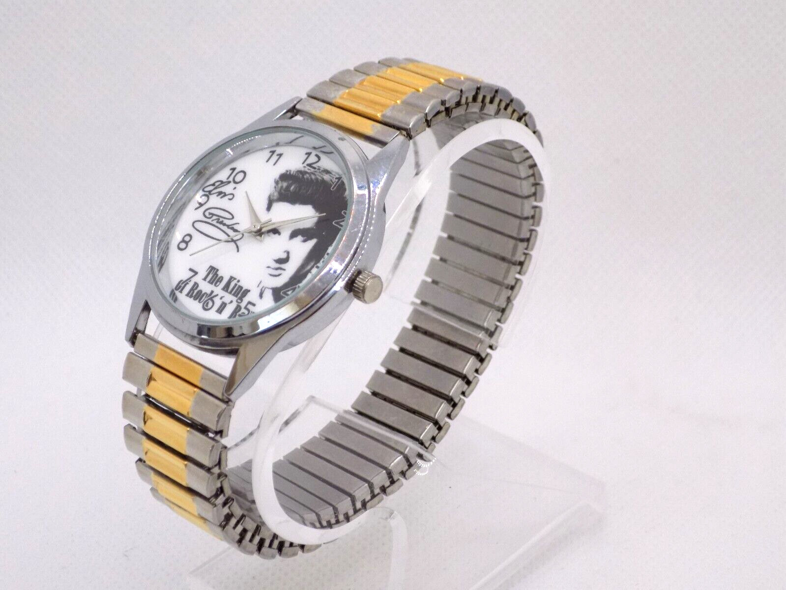 Vintage ELVIS PRASLEY The King of Rock’n Roll Stretch Band Flexible Strap Watch