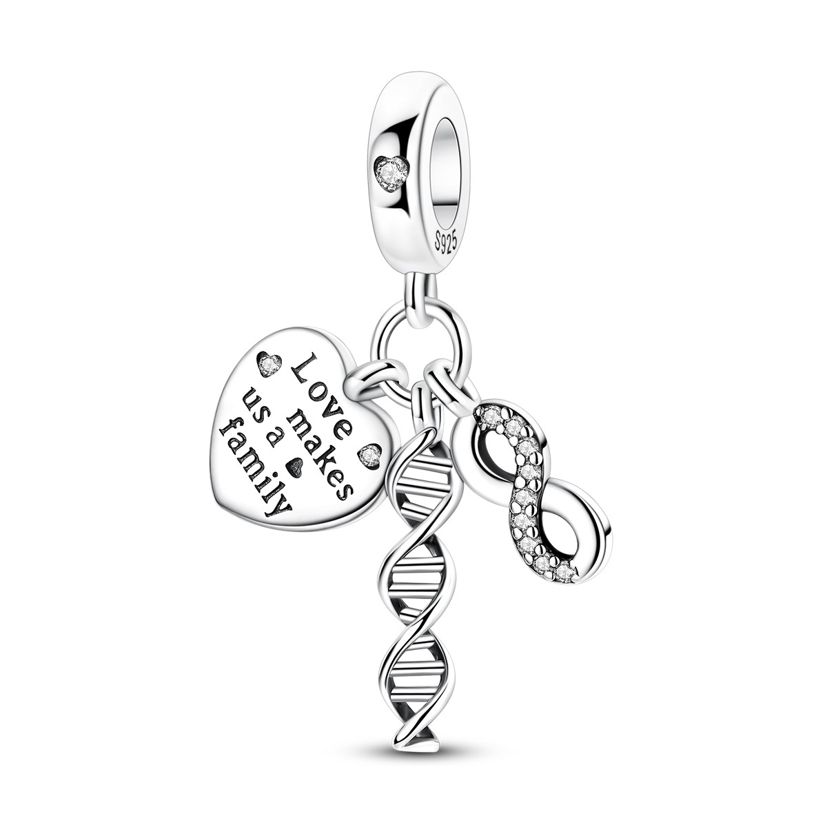 MULA 925 Stering Silver DIY Charm AAA CZ Love Family Pendant for Women Bracelet