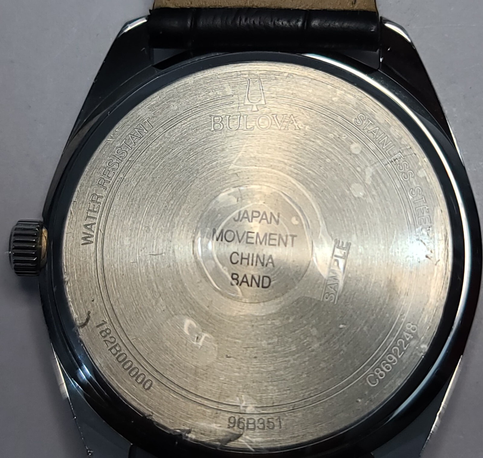 96B351 BULOVA MEN’S BLUE DIAL BLACK LEATHER STRAP WATCH MB5-257