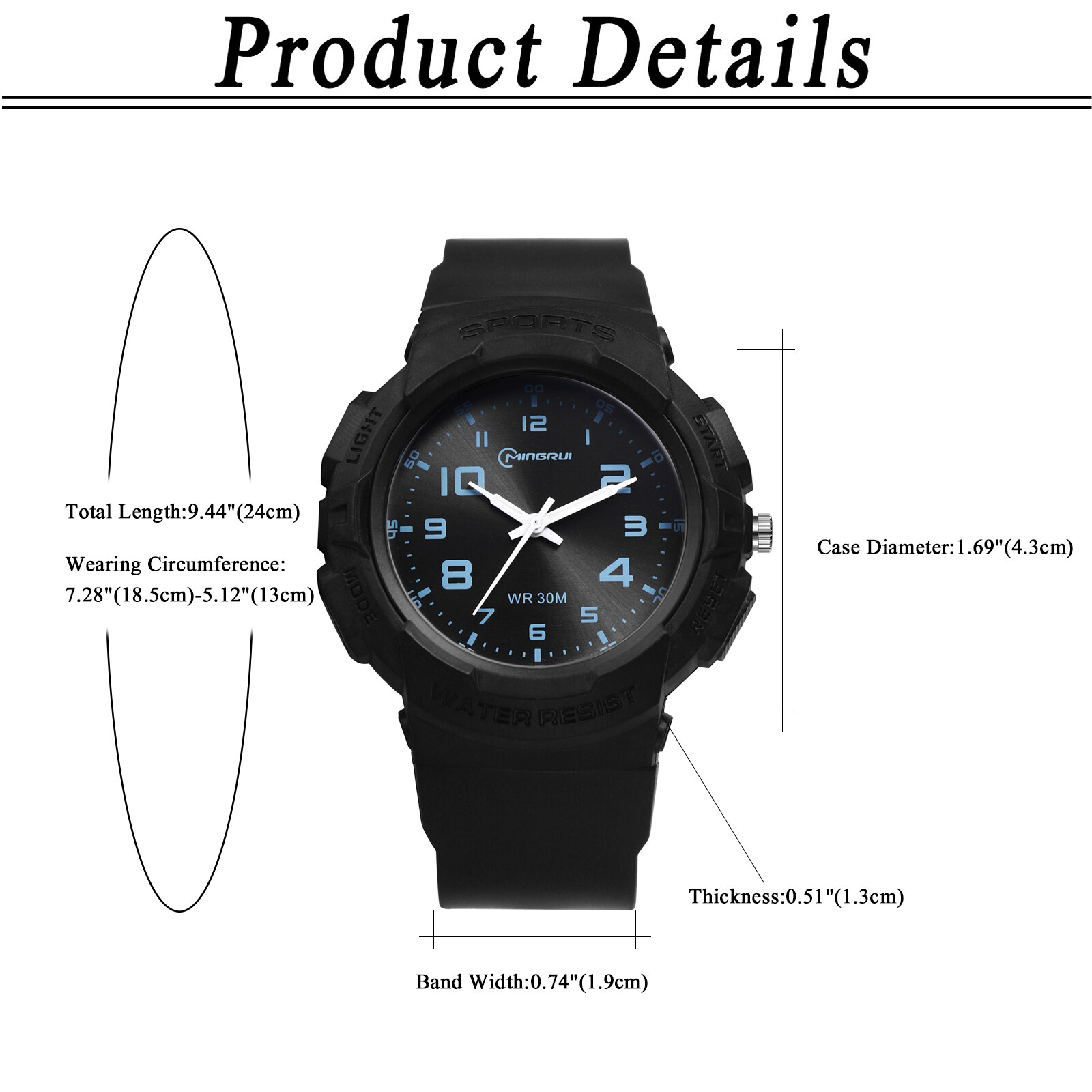 Kids Waterproof Analog Sports Quartz Watch Silicone Boys Girls Easy to Read Dial