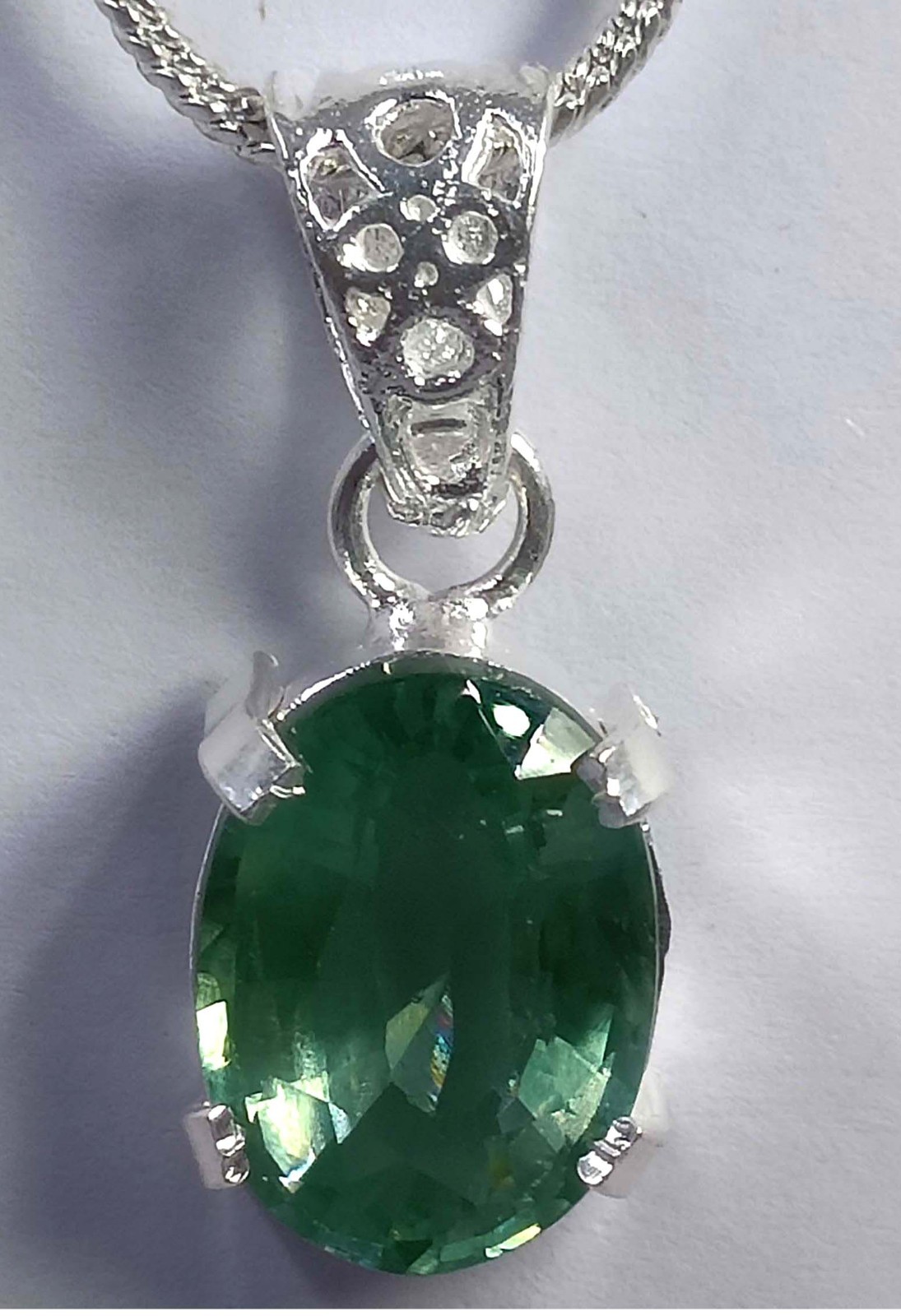 21 CT Natural Green Emerald Pendant Oval Shape 925 Silver EGL Certified Gem 6AHN