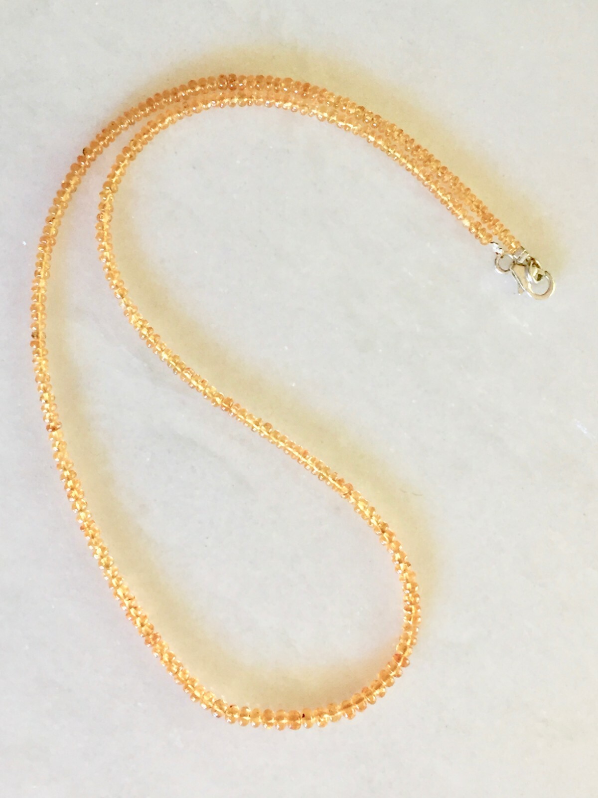 Spessartite Garnet Silver Necklace 16.5″ Rondelle 2.5-3.5mm beads Spessartine