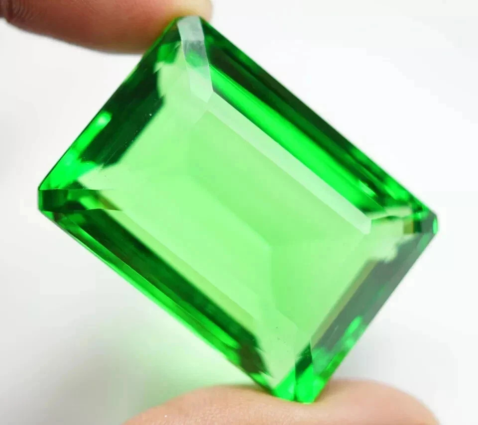 46 Ct Green Topaz Emerald Cut Certified Loose Rare Gemstone For Jewelry Making