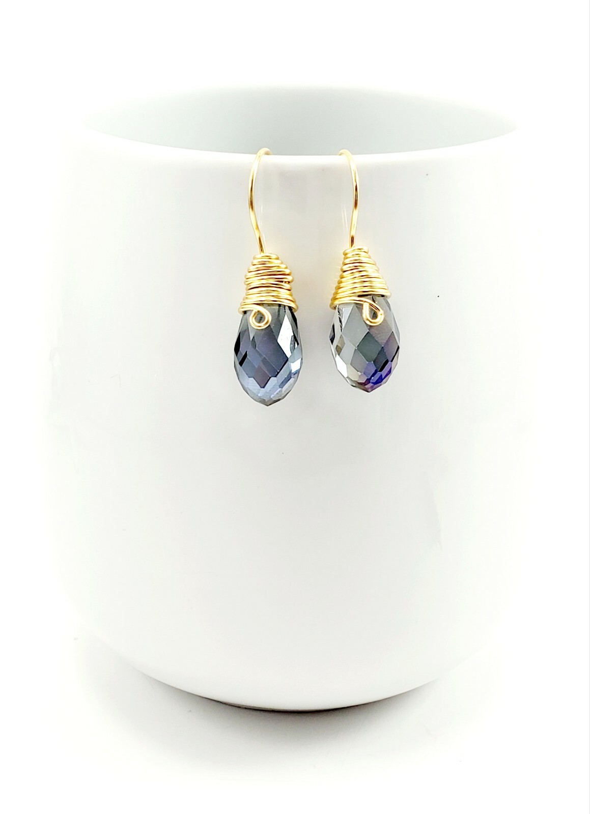 wedding bridal clear crystal Gold tone dangle teardrop earrings Fashion Jewelry