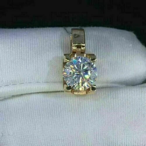 2.50Ct Round Cut Diamond Solitaire Pendant Necklace 14K Yellow Gold Finish