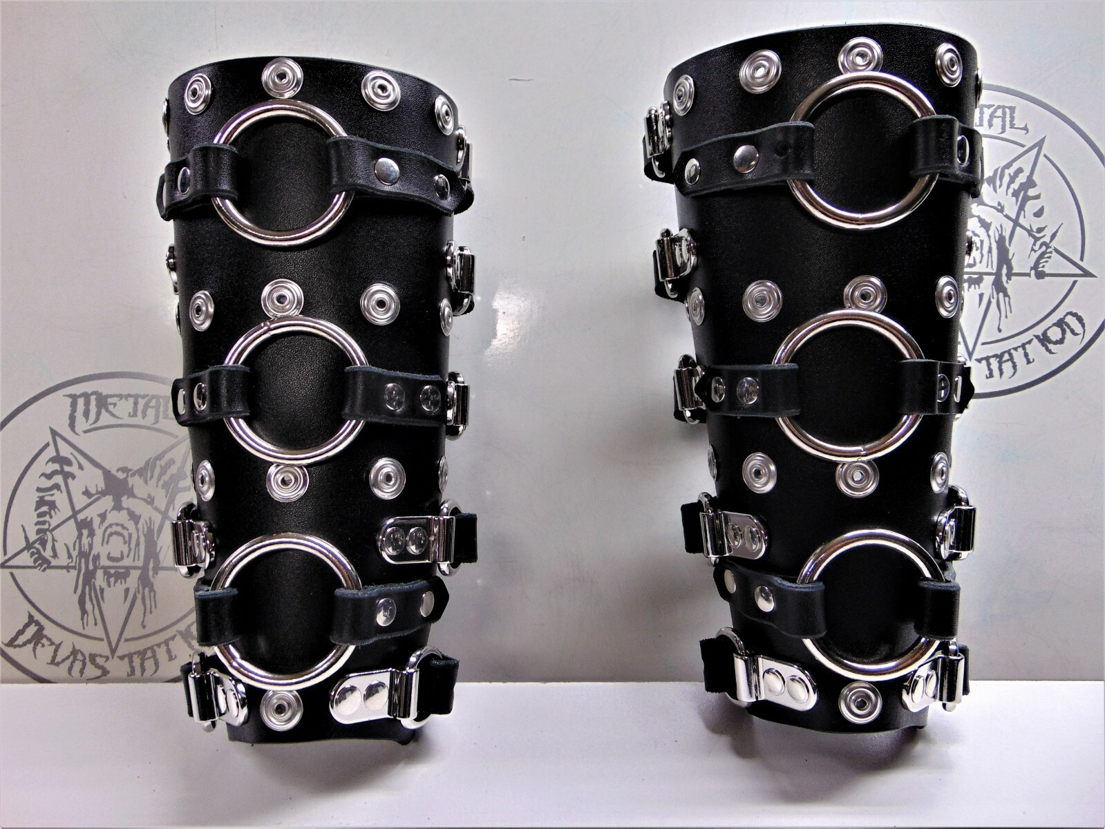LEATHER STRAPS GAUNTLETS. BLACK METAL …(MDLG0029)…. AGALLOCH’S