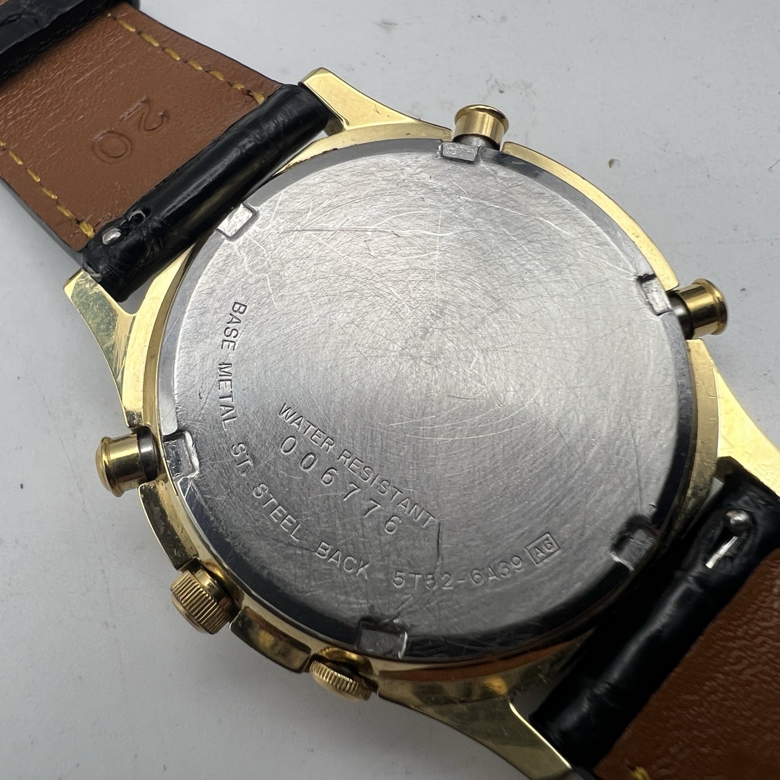 Vintage Seiko 5T52-6A39 World Timer Chronograph Black & Gold Quartz WORKS