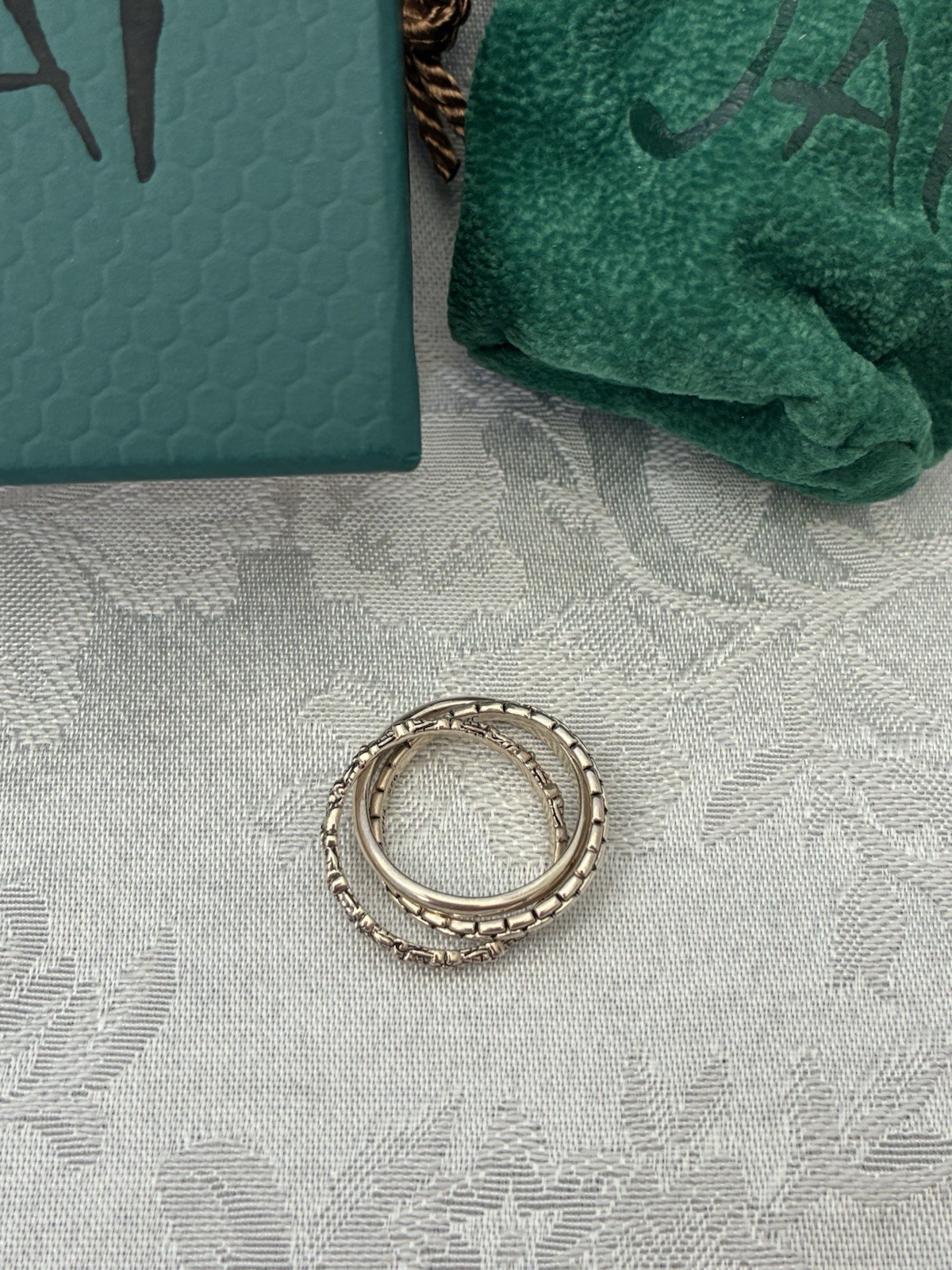 Jai By John Hardy Sterling Silver Triple Rolling Ring Floral Sz 9 New NIB