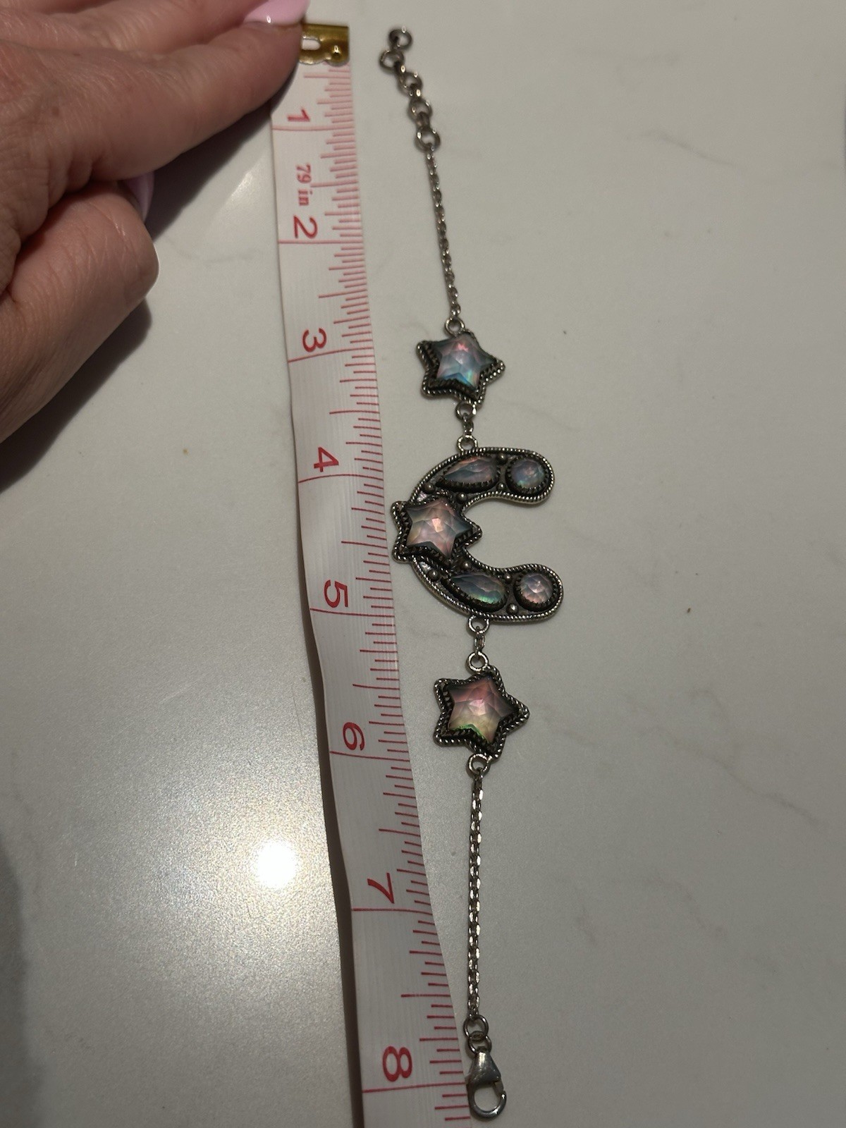 Krush Kandy Boutique Sterling Bracelet Horseshoe With Rainbow Moonstone New