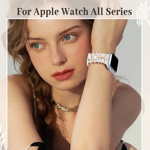 Floral Engraved 41/40/38/42mm(Series 11/10) A StarLight Band/RoseGold Cross