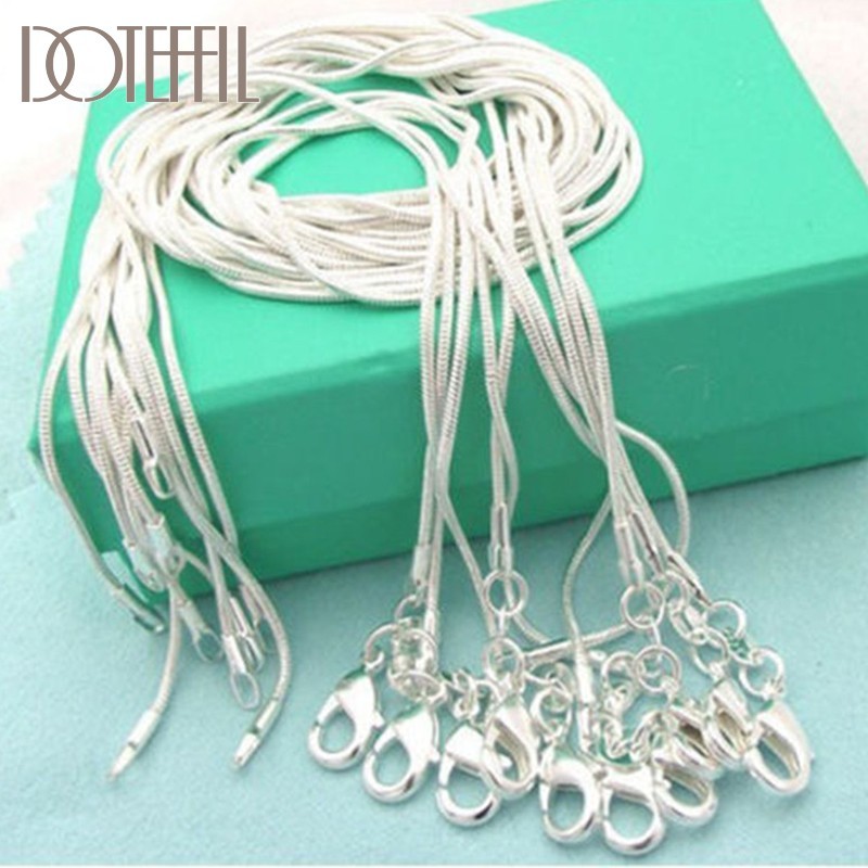 10PCS wholesale 925 sterling solid silver 1MM 16-30inch snake chain necklace
